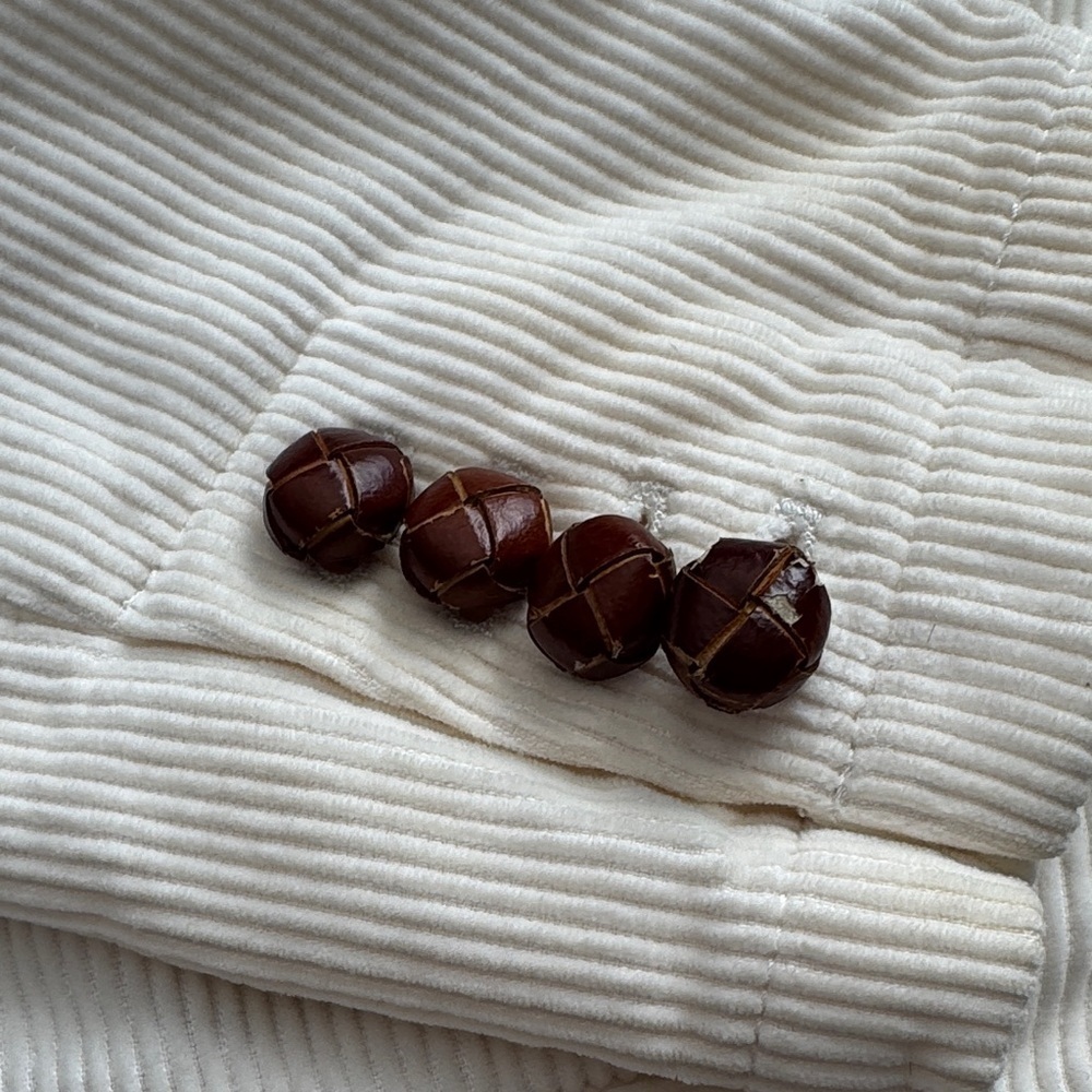 Vintage 100% Cotton J. Crew Cream Corduroy Blazer with Brown Buttons - Picture 4 of 7